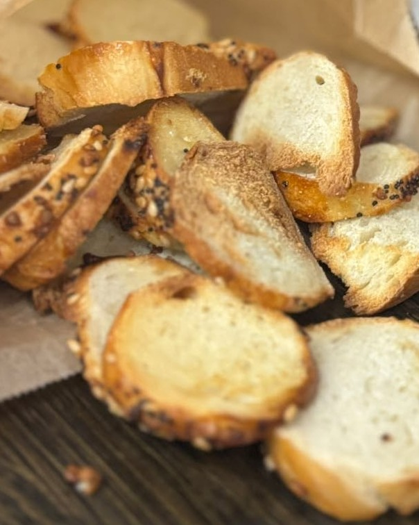 Golden toasted C&O bagel chips